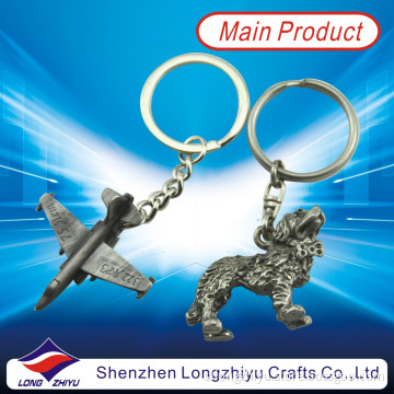 Antique Silver Plating 3D Lion Airplane 3D Keychain (LZY800020)